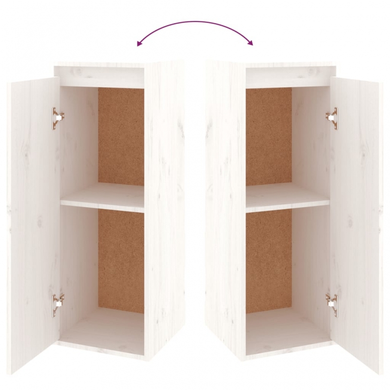 Wandschränke 2 Stk. Weiß 30x30x80 cm Massivholz Kiefer