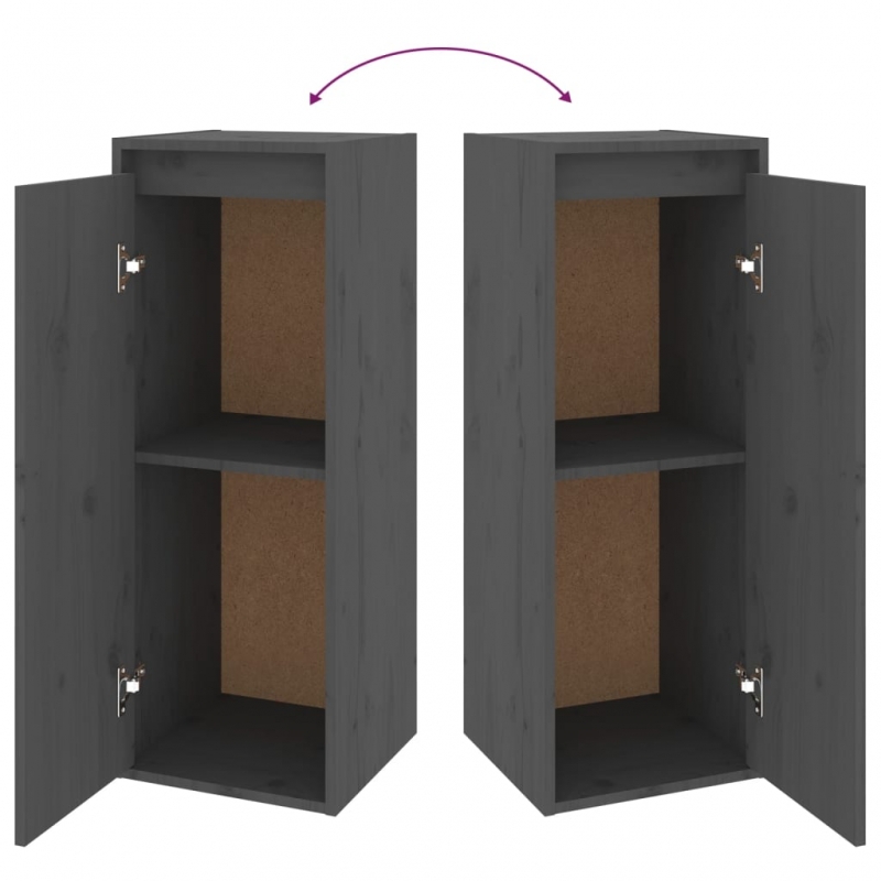 Wandschrank Grau 30x30x80 cm Massivholz Kiefer