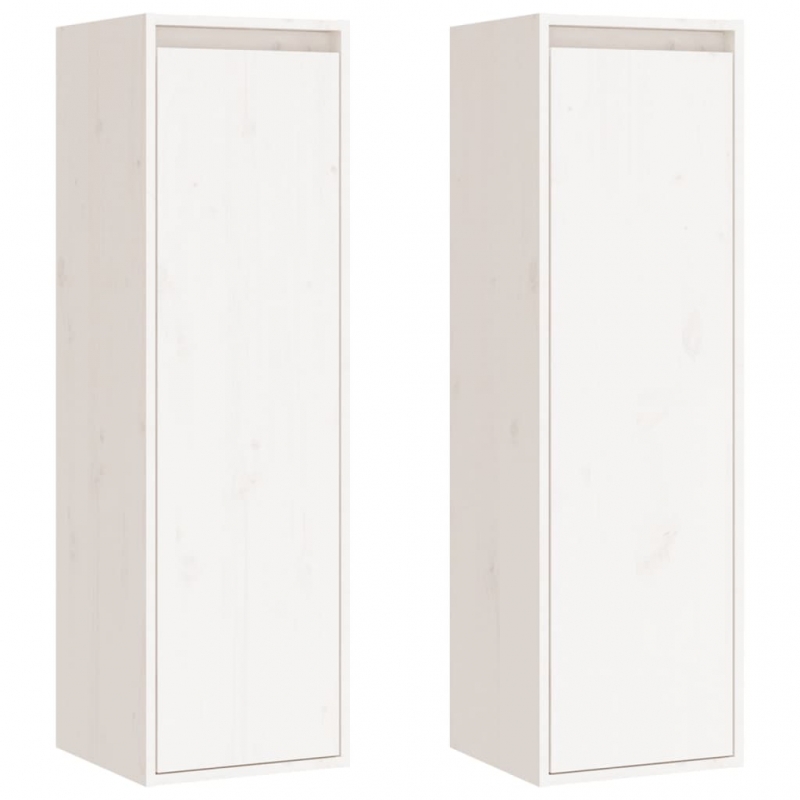 Wandschränke 2 Stk. Weiß 30x30x100 cm Massivholz Kiefer