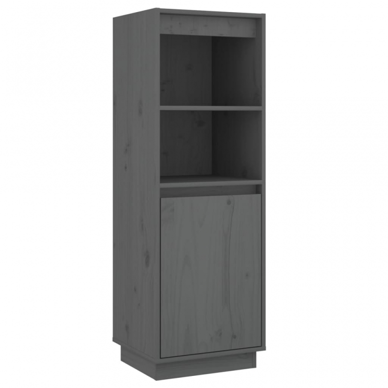 Highboard Grau 37x34x110 cm Massivholz Kiefer