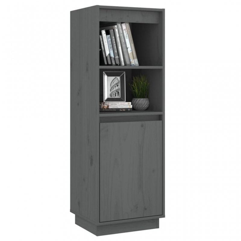 Highboard Grau 37x34x110 cm Massivholz Kiefer