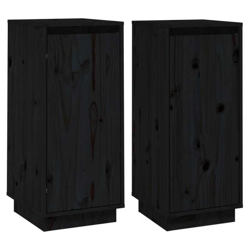 Sideboards 2 Stk. Schwarz 31,5x34x75 cm Massivholz Kiefer