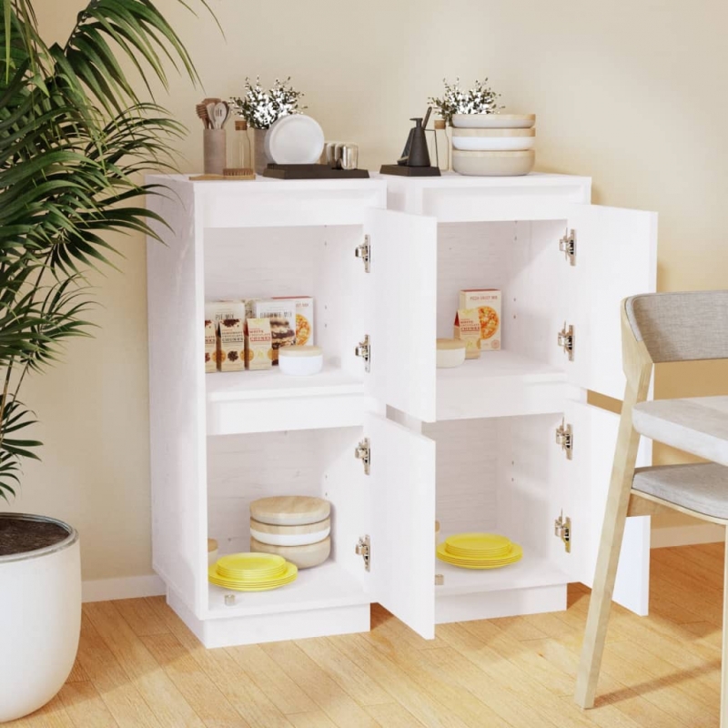 Sideboards 2 Stk. Weiß 31,5x34x75 cm Massivholz Kiefer