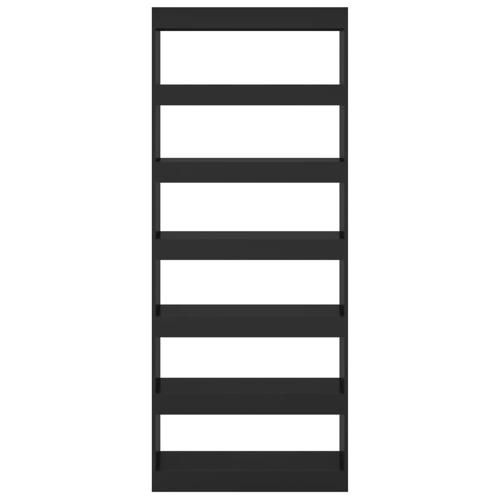 Bücherregal/Raumteiler Schwarz 80x30x198 cm Holzwerkstoff
