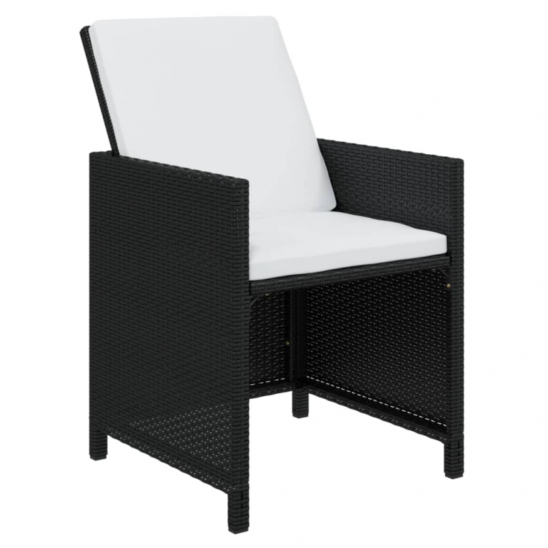 11-tlg. Garten-Essgruppe mit Kissen Poly Rattan Schwarz