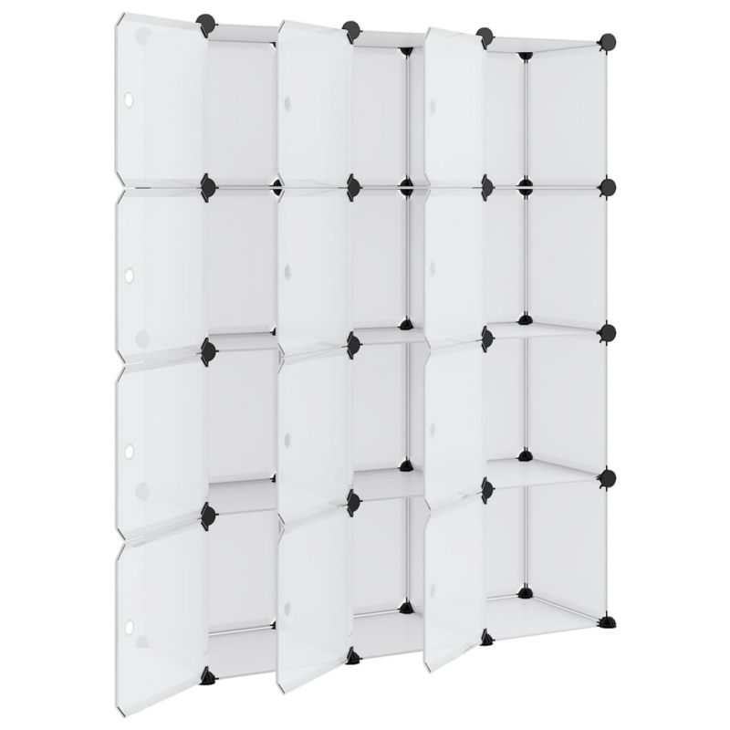 Regalsystem mit 12 Würfeln und Türen Transparent PP