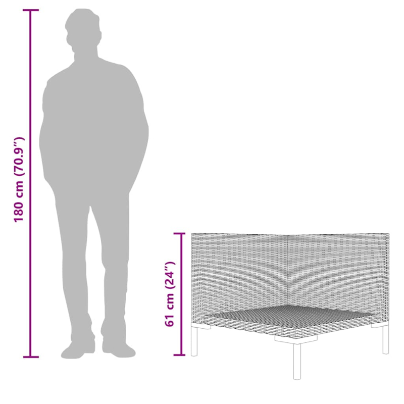 Gartensofa mit Kissen Halbrundes Poly Rattan