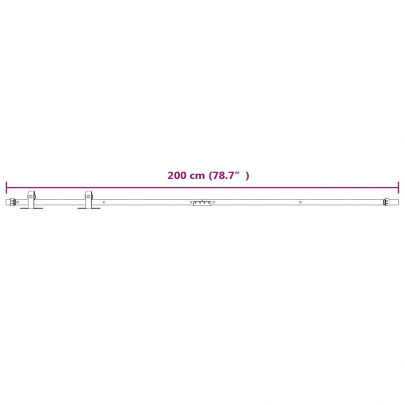 Mini Schiebetürbeschlag Set für Schranktüren Carbonstahl 200 cm