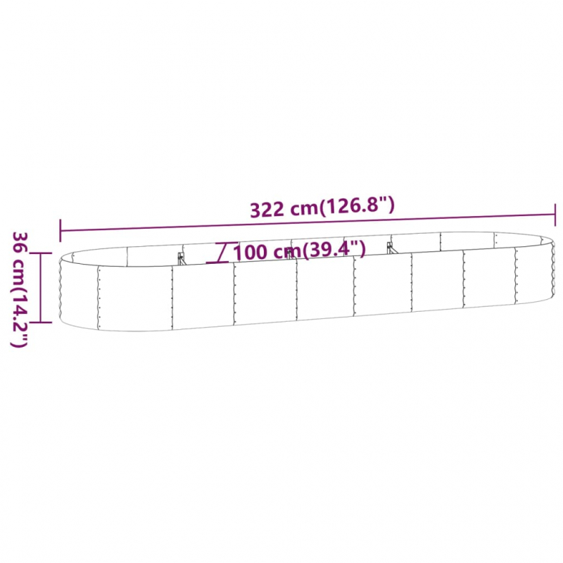 Hochbeet Pulverbeschichteter Stahl 322x100x36 cm Anthrazit