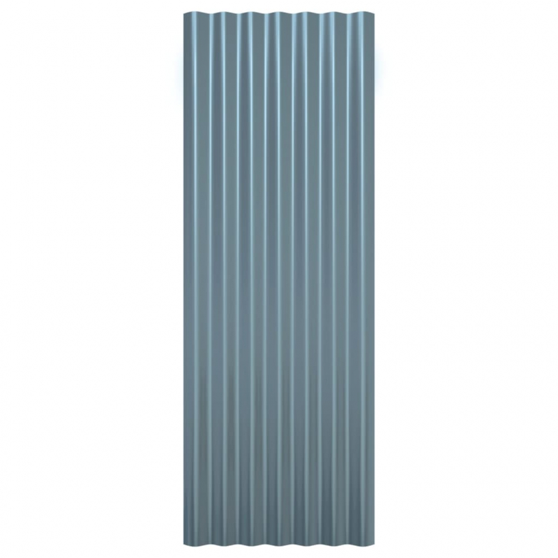 Dachpaneele 12 Stk. Pulverbeschichteter Stahl Grau 100x36 cm