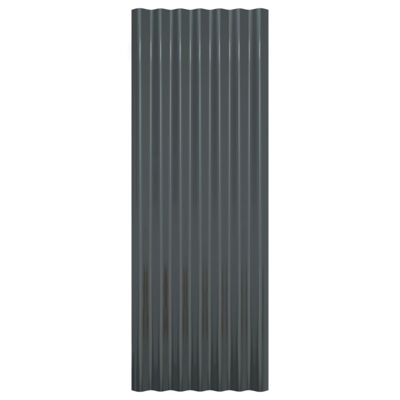 Dachpaneele 12 Stk Pulverbeschichteter Stahl Anthrazit 100x36cm