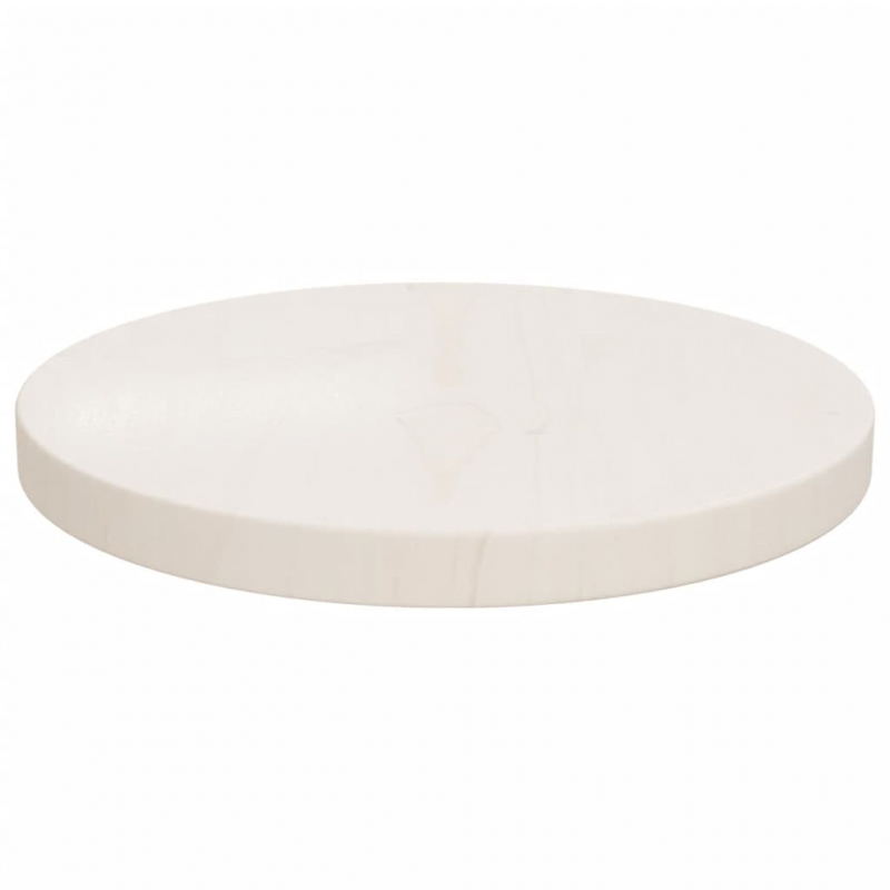 Tischplatte Weiß Ø30x2,5 cm Massivholz Kiefer
