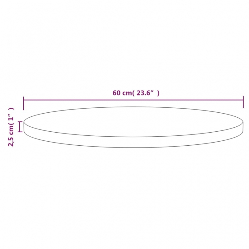 Tischplatte Weiß Ø60x2,5 cm Massivholz Kiefer