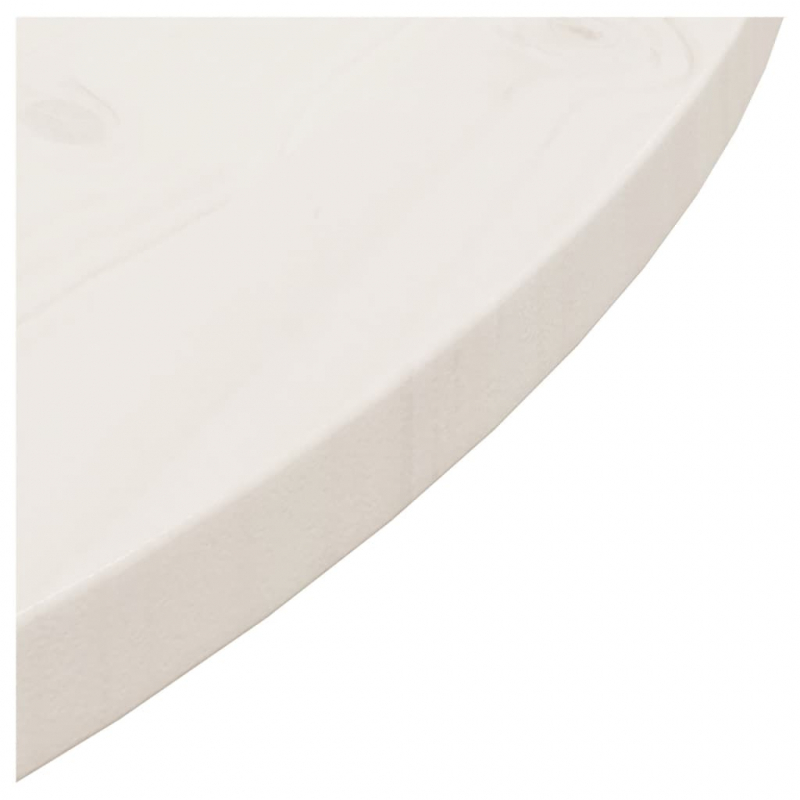 Tischplatte Weiß Ø80x2,5 cm Massivholz Kiefer