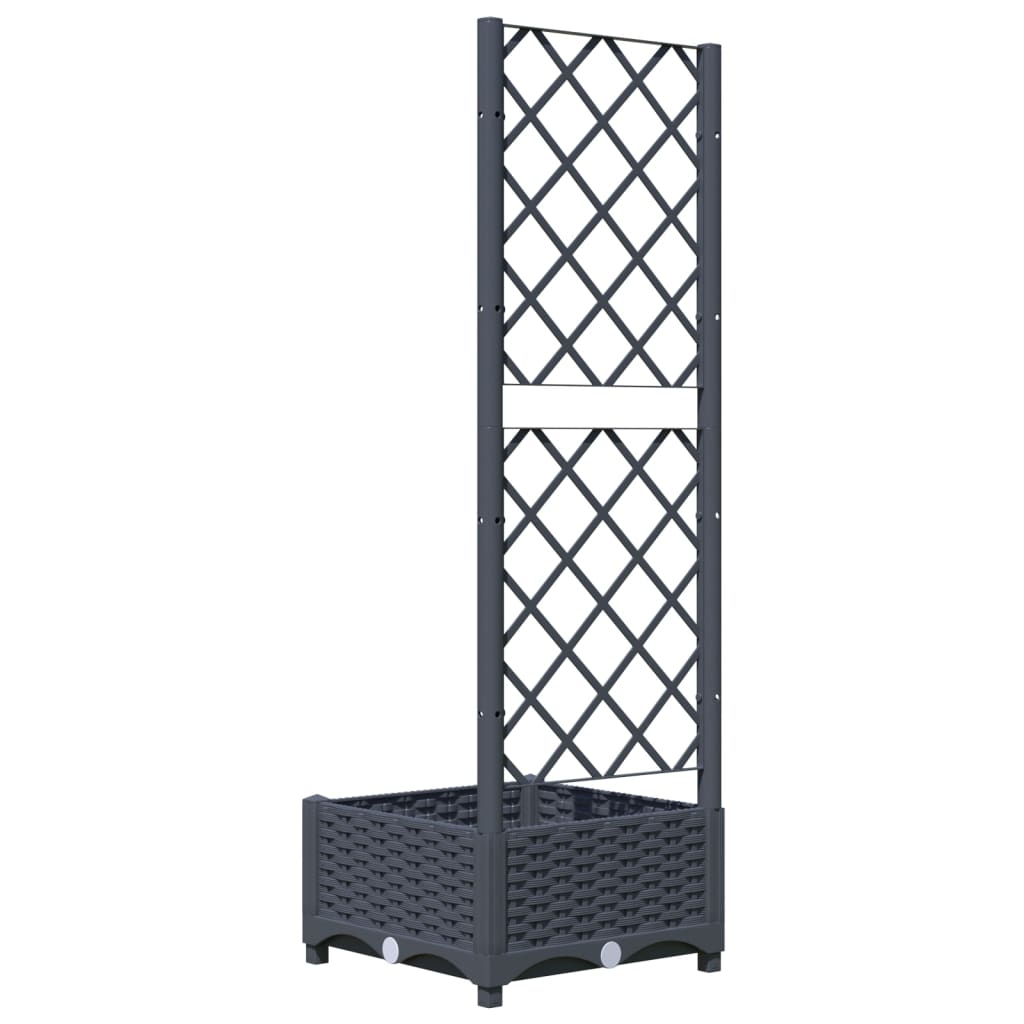 Pflanzkübel mit Rankgitter Blaugrau 40x40x121,5 cm PP