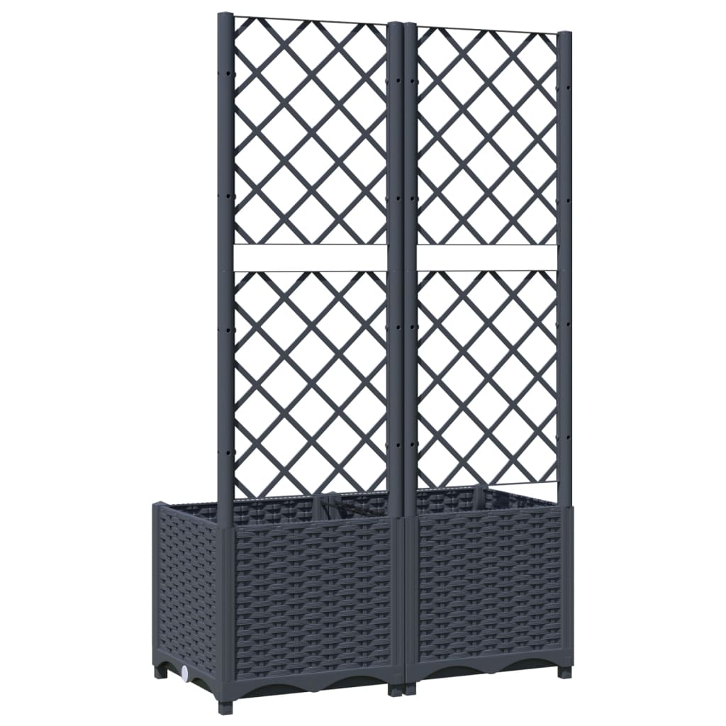 Pflanzkübel mit Spalier Blaugrau 80x40x136 cm PP