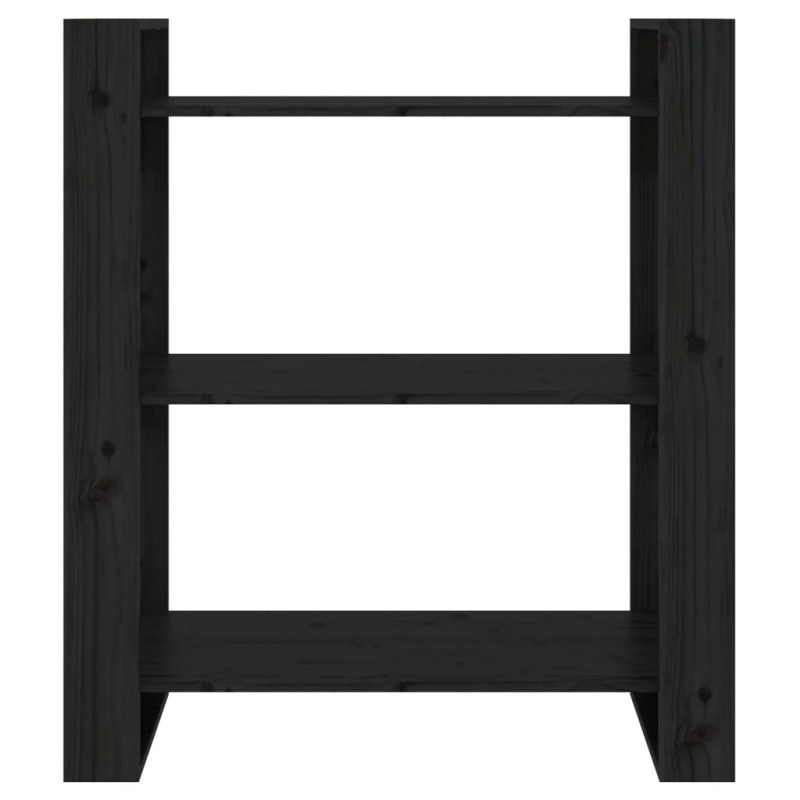 Bücherregal/Raumteiler Schwarz 80x35x91 cm Massivholz Kiefer