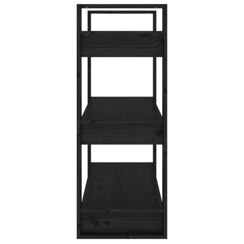 Bücherregal/Raumteiler Schwarz 80x35x91 cm Massivholz Kiefer