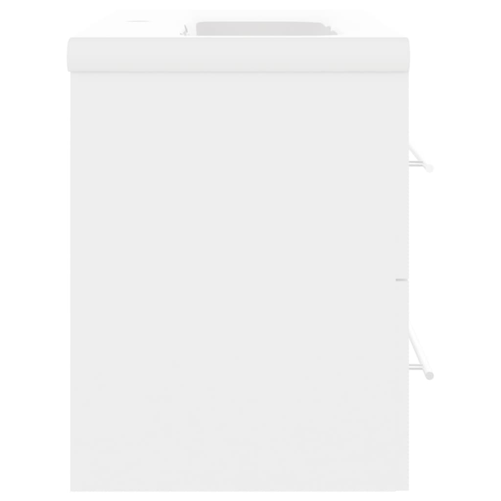 Waschbeckenunterschrank mit Einbaubecken Weiß Holzwerkstoff