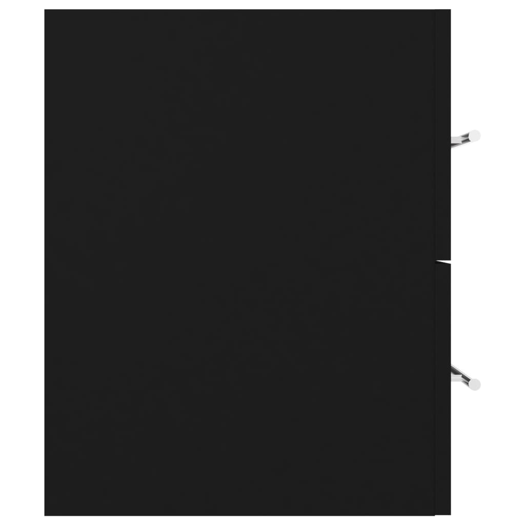 Waschbeckenunterschrank mit Einbaubecken Schwarz Holzwerkstoff