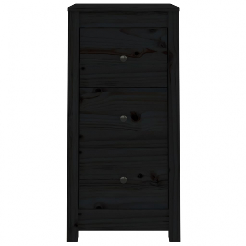 Sideboards 2 Stk. Schwarz 40x35x80 cm Massivholz Kiefer