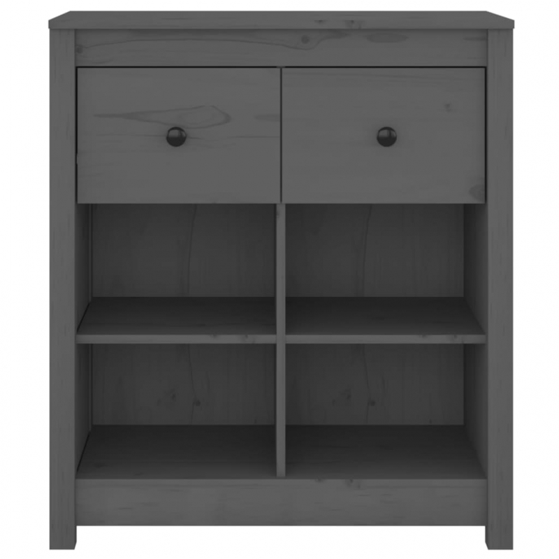 Sideboard Grau 70x35x80 cm Massivholz Kiefer