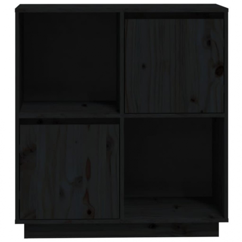 Sideboard Schwarz 74x35x80 cm Massivholz Kiefer