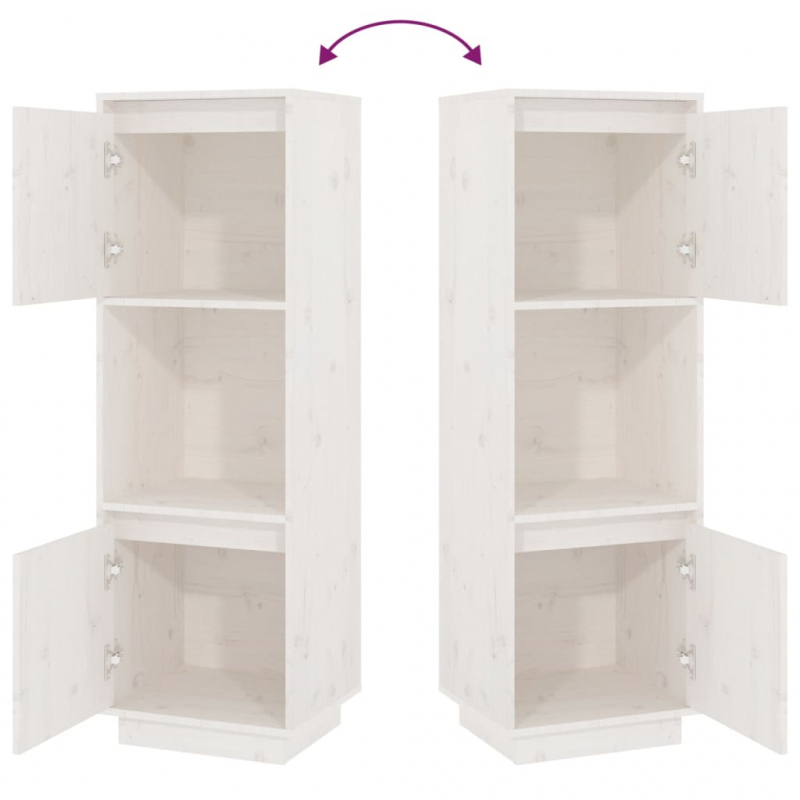 Highboard Weiß 38x35x117 cm Massivholz Kiefer