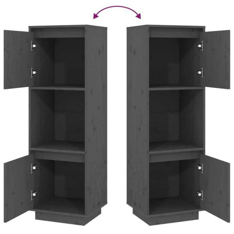 Highboard Grau 38x35x117 cm Massivholz Kiefer