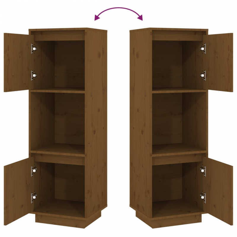 Highboard Honigbraun 38x35x117 cm Massivholz Kiefer