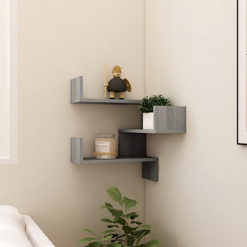 Wand-Eckregal Grau Sonoma 40x40x50 cm Holzwerkstoff