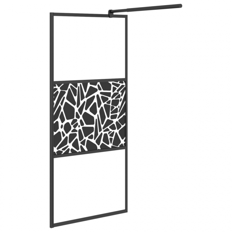 Duschwand für Walk-In Dusche 90x195 cm ESG Steindesign Schwarz