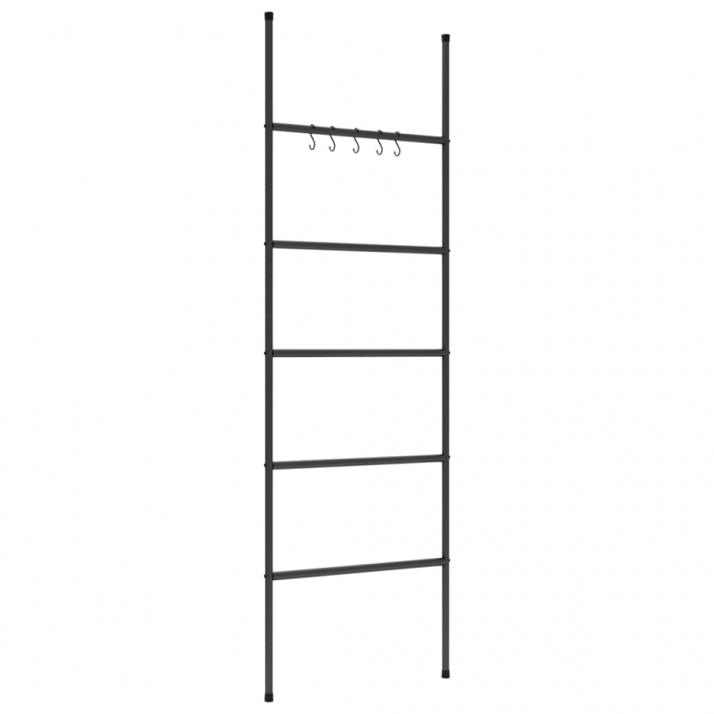 Leiter-Handtuchhalter mit 5 Stangen Schwarz 58x175 cm Eisen