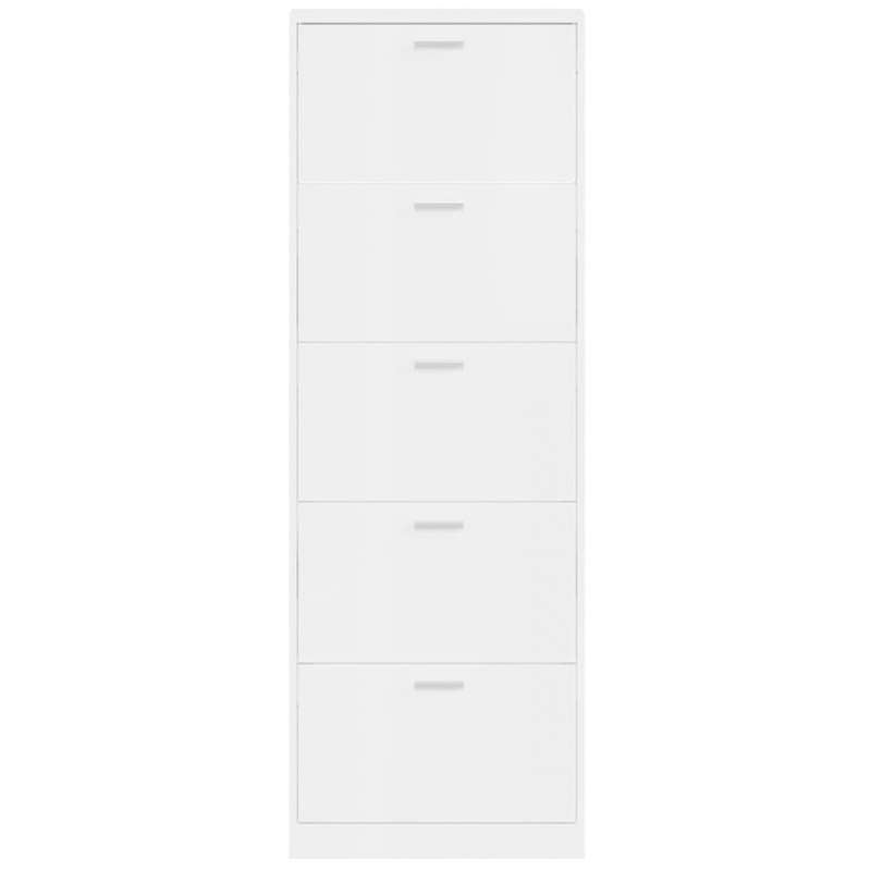 Schuhschrank Hochglanz-Weiß 59x17x169 cm Holzwerkstoff