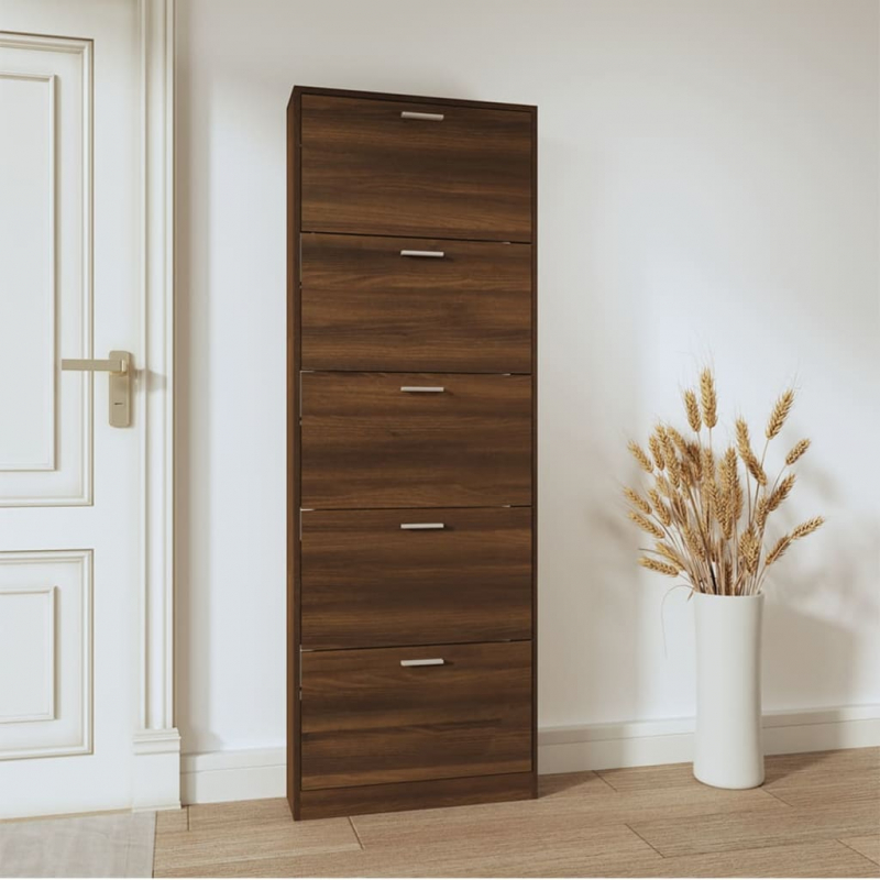 Schuhschrank Braun Eichen-Optik 59x17x169 cm Holzwerkstoff