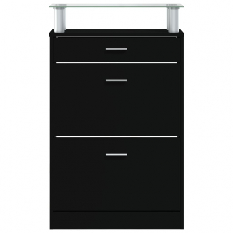 Schuhschrank Schwarz 63x24x104 cm Holzwerkstoff