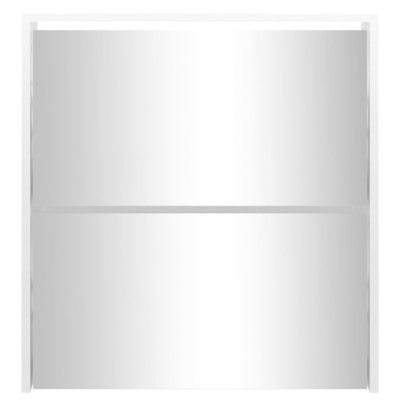 Schuhschrank mit Spiegel 2 Fächer Hochglanz-Weiß 63x17x67 cm