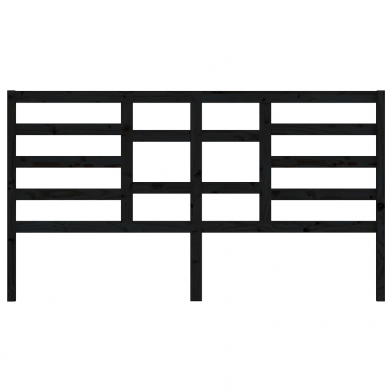 Bett-Kopfteil Schwarz 156x4x104 cm Massivholz Kiefer