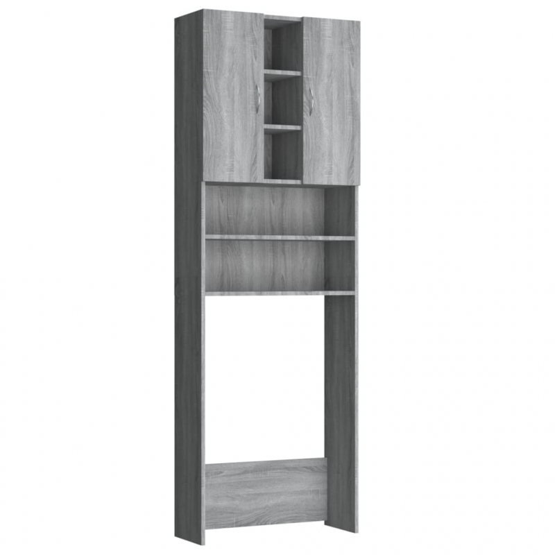 Waschmaschinenschrank Grau Sonoma 64x25,5x190 cm