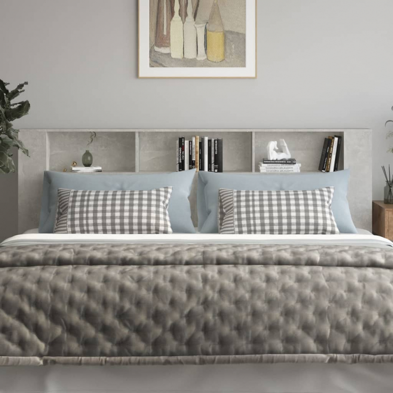 Kopfteil mit Ablagen Betongrau 220x18,5x104,5 cm