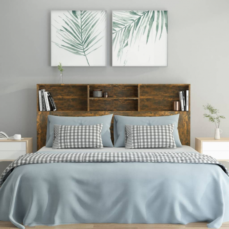 Kopfteil mit Ablagen Räuchereiche 160x19x103,5 cm