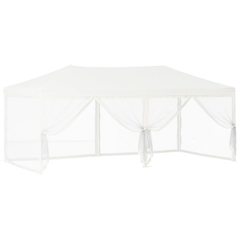 Partyzelt Faltbar mit Seitenwänden Weiß 3x6 m