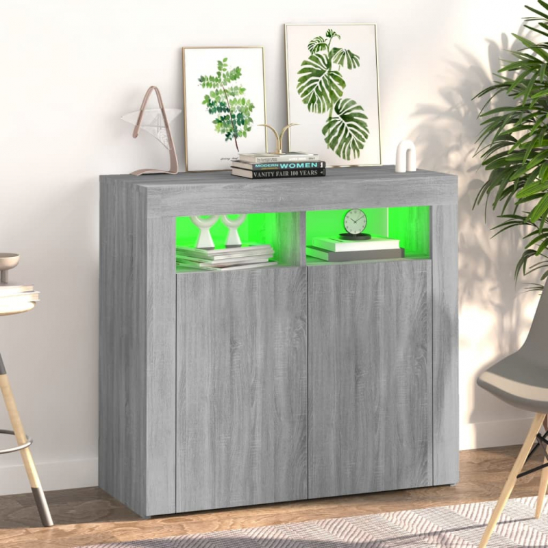 Sideboard mit LED-Beleuchtung Grau Sonoma 80x35x75 cm