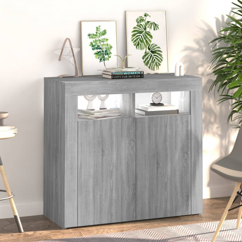 Sideboard mit LED-Beleuchtung Grau Sonoma 80x35x75 cm