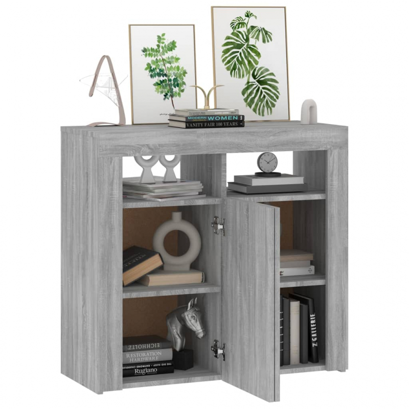 Sideboard mit LED-Beleuchtung Grau Sonoma 80x35x75 cm