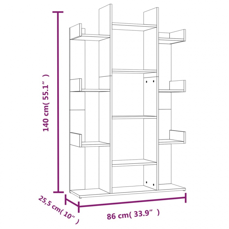 Bücherregal Räuchereiche 86x25,5x140 cm Holzwerkstoff