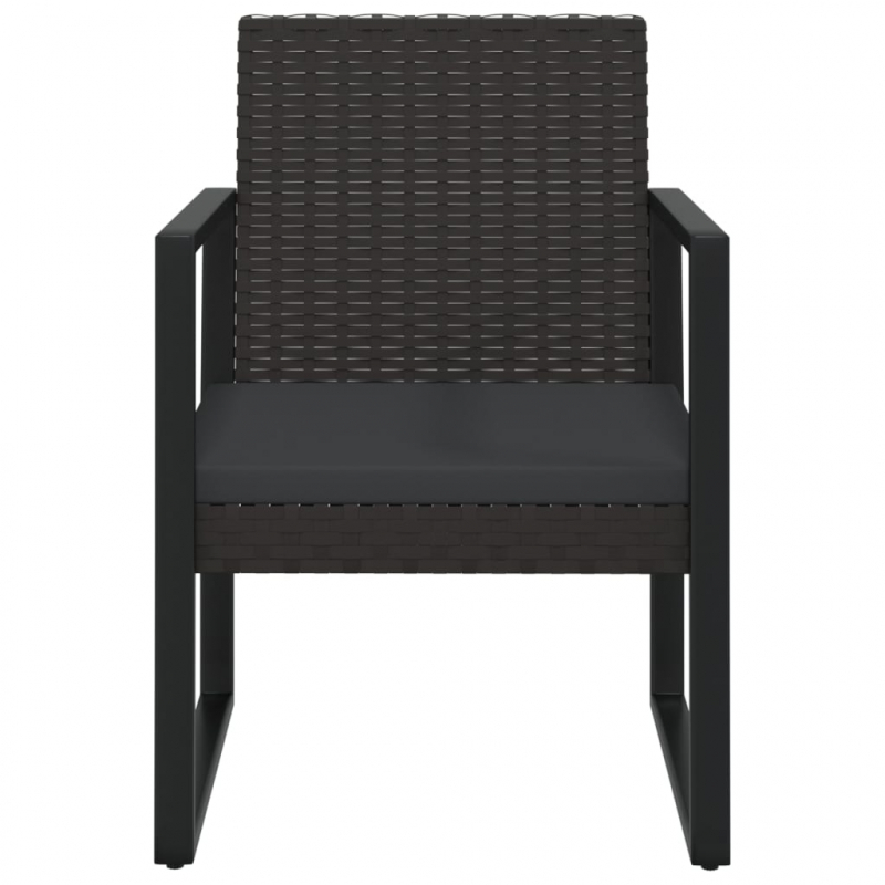4-tlg. Garten-Lounge-Set mit Kissen Schwarz Poly Rattan