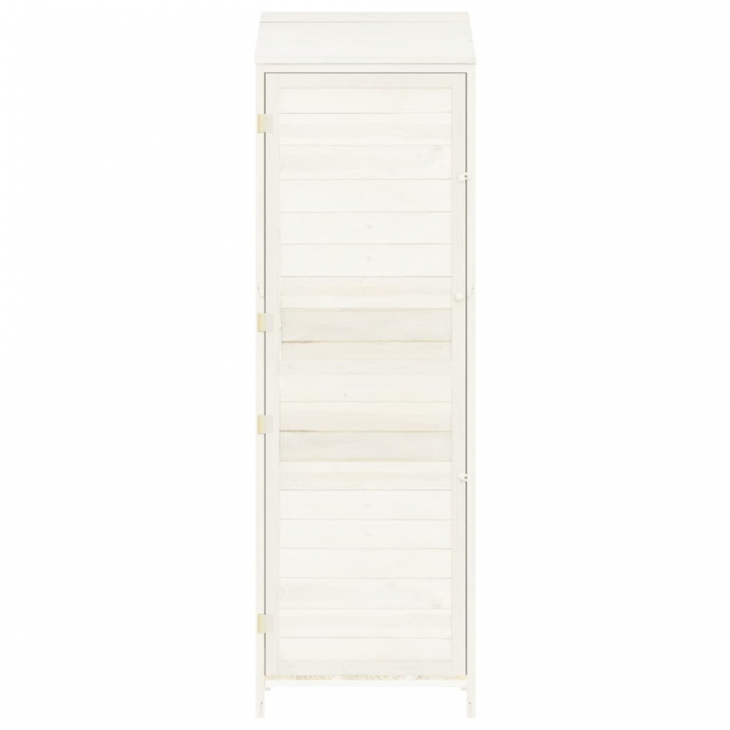 Geräteschuppen Weiß 55x52x174,5 cm Massivholz Tanne