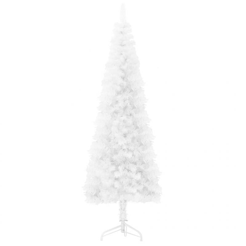 Künstlicher Halb-Weihnachtsbaum mit Ständer Schlank Weiß 120 cm