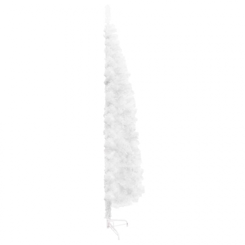 Künstlicher Halb-Weihnachtsbaum mit Ständer Schlank Weiß 240 cm